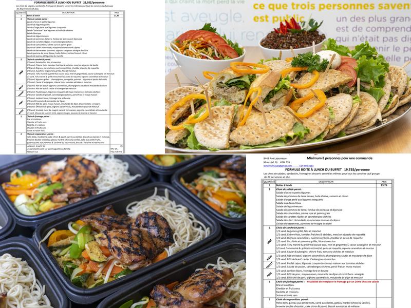 Les Faims Finauds - épicerie de plats cuisinés, traiteur et café Menu