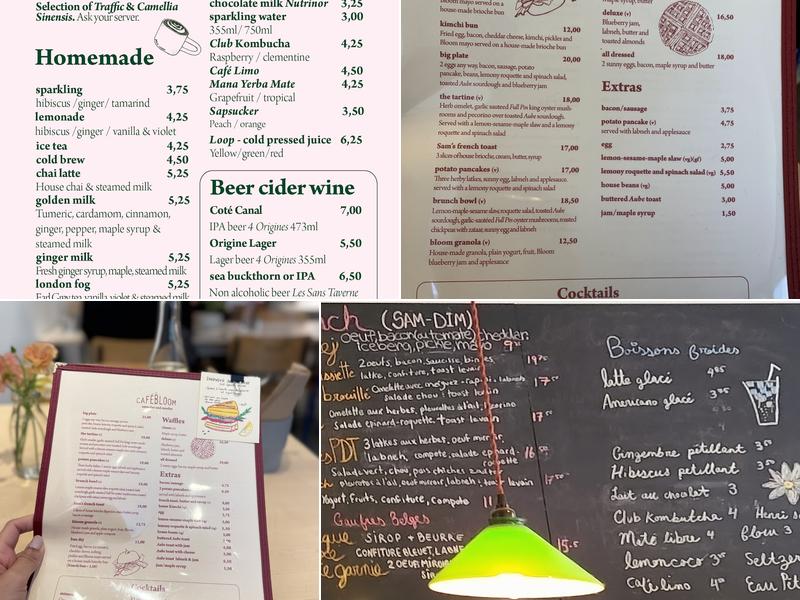 Le Café Bloom Menu