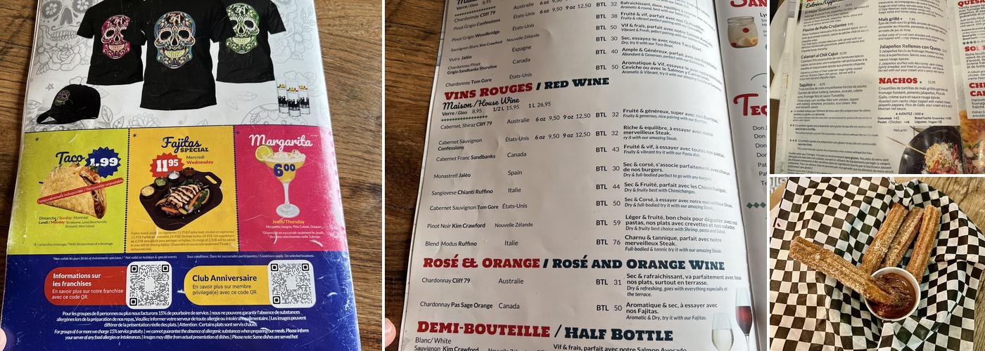 3 Amigos (Brossard) Menu