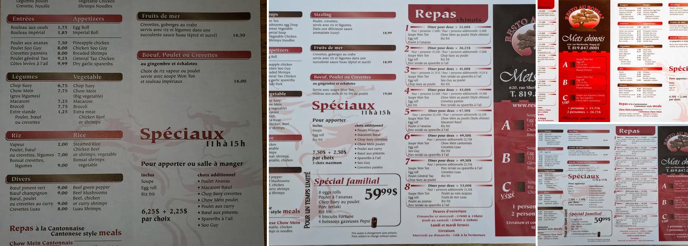 Resto Aux Bonsaï Menu