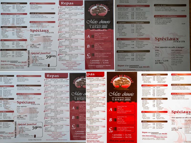 Resto Aux Bonsaï Menu