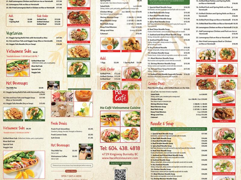 Ha Cafe Menu