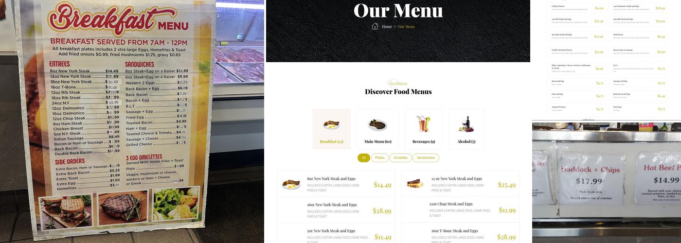 Master Steaks Menu