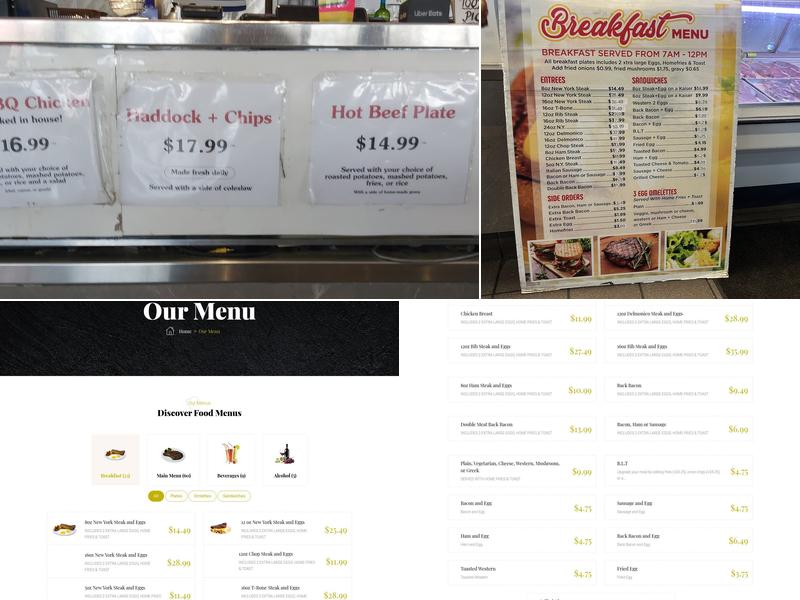 Master Steaks Menu