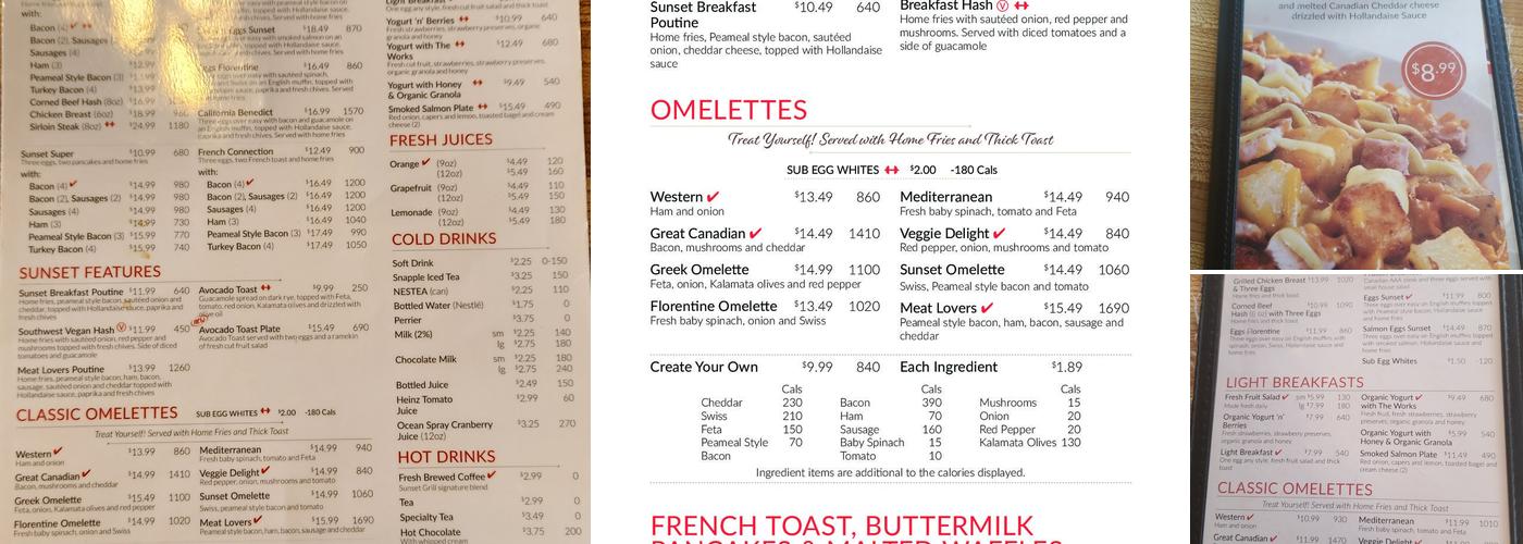 Sunset Grill Menu