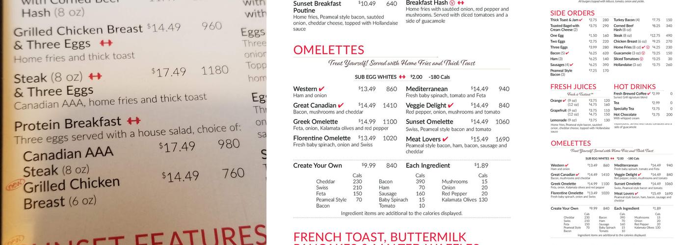 Sunset Grill Menu