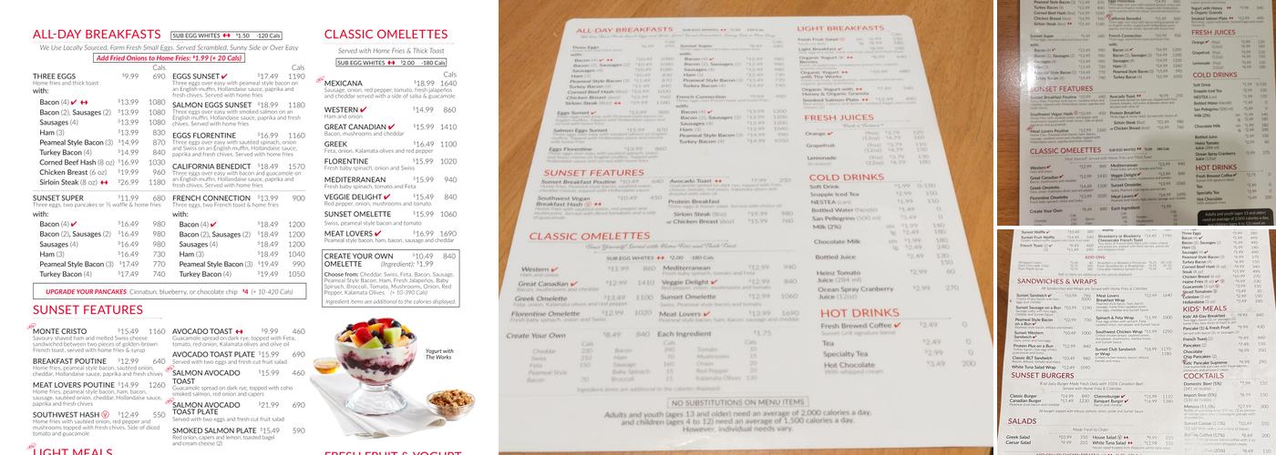 Sunset Grill Menu