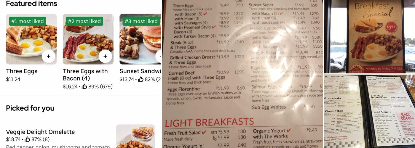 Sunset Grill Menu