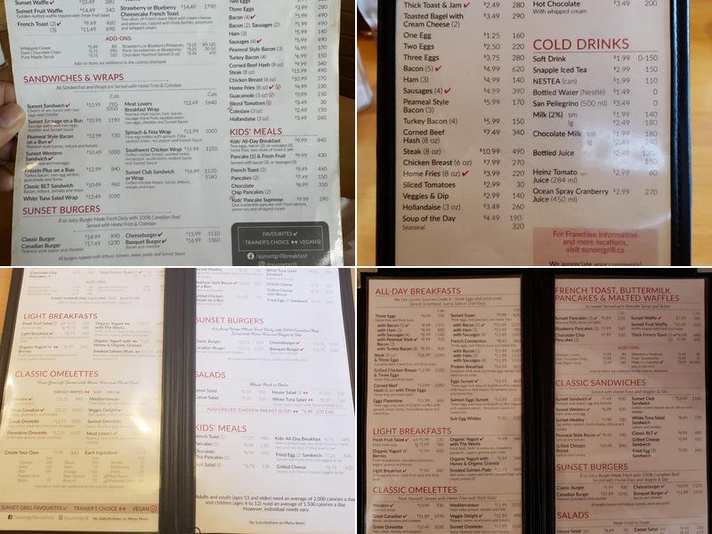 Sunset Grill Menu