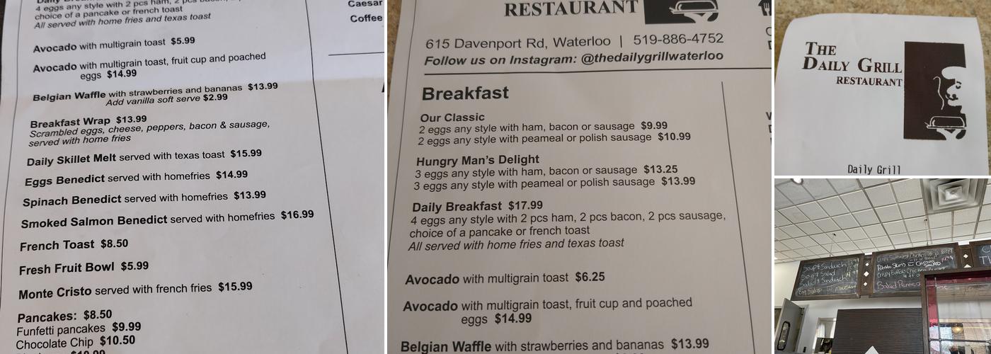 Daily Grill Restaurant Menu