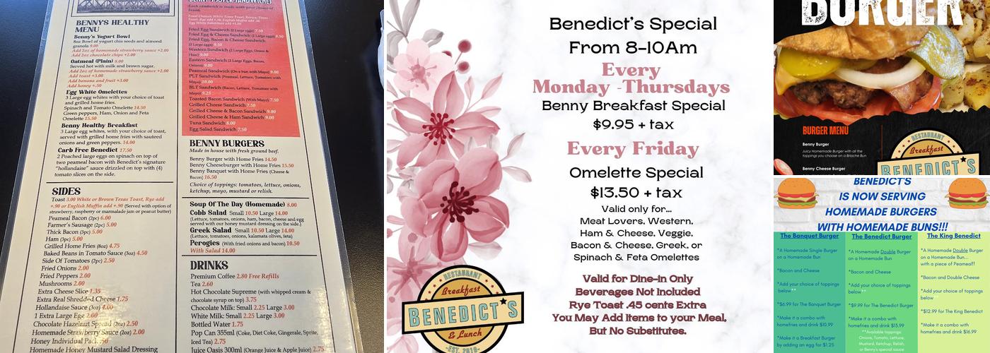 Benedict's Breakfast Menu