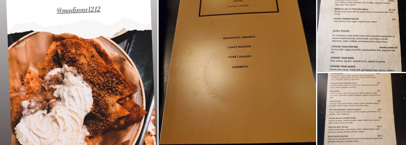 Madison's 12|12 Menu