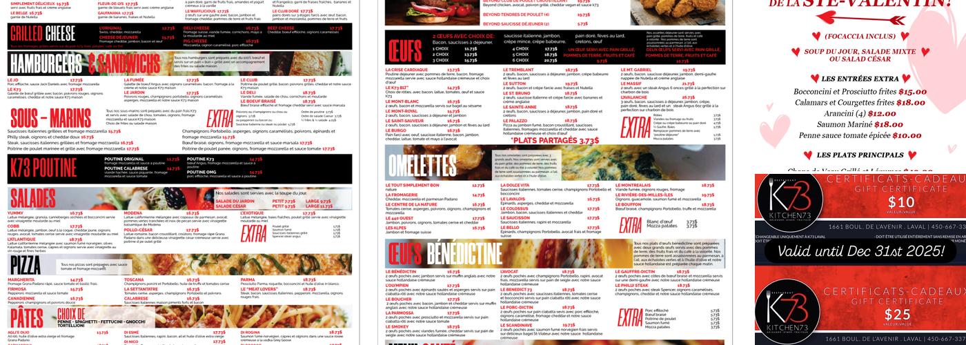 Kitchen 73 Laval Menu