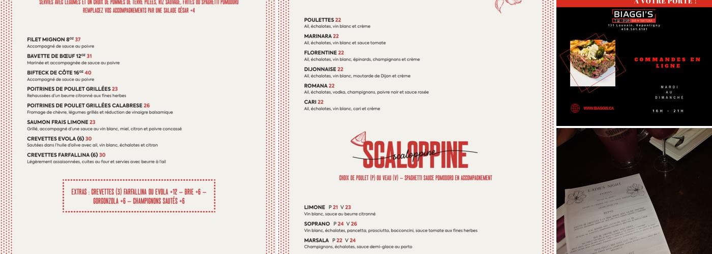 Biaggi's Bar & Trattoria Menu