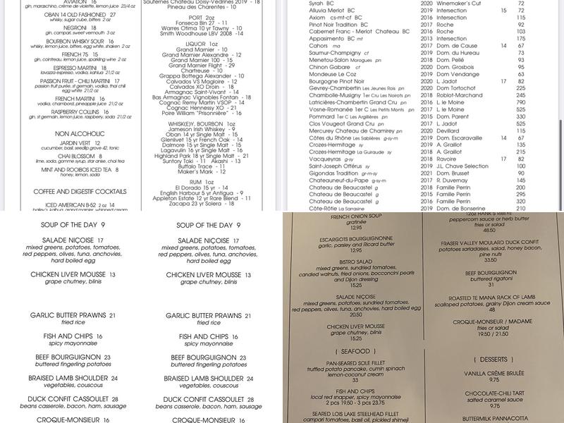 Jules Bar à Vin Menu