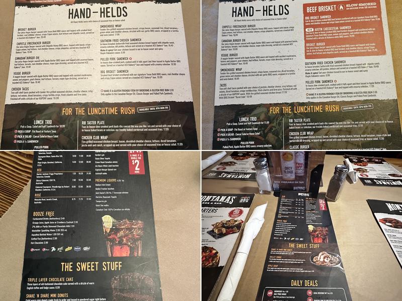 Montana’s BBQ & Bar Menu