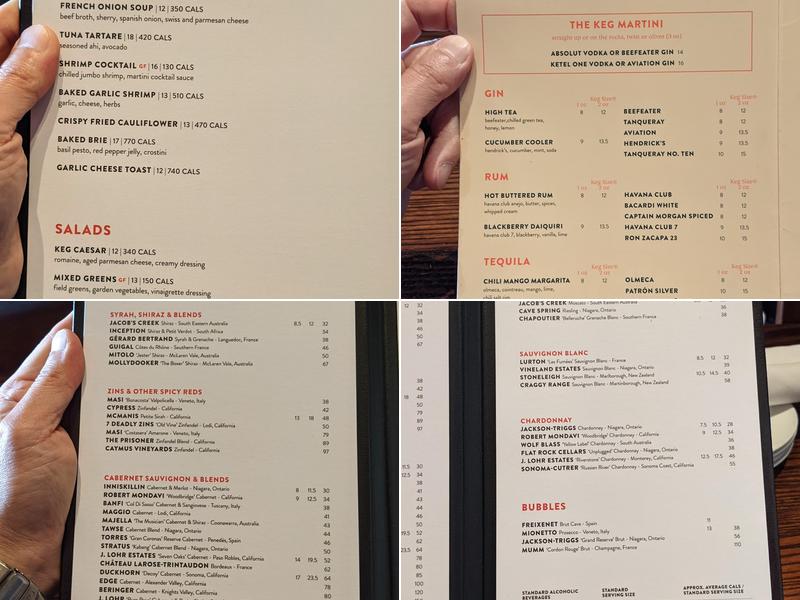 The Keg Steakhouse + Bar - Mississauga Heartland Menu