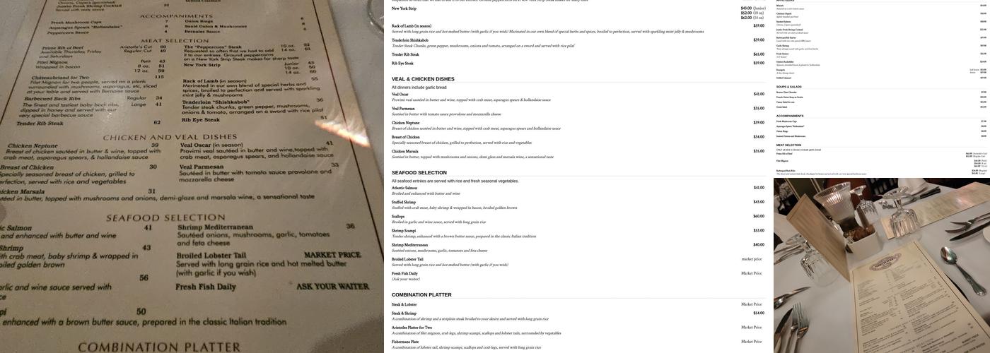 Aristotle's Steak & Seafood House Menu