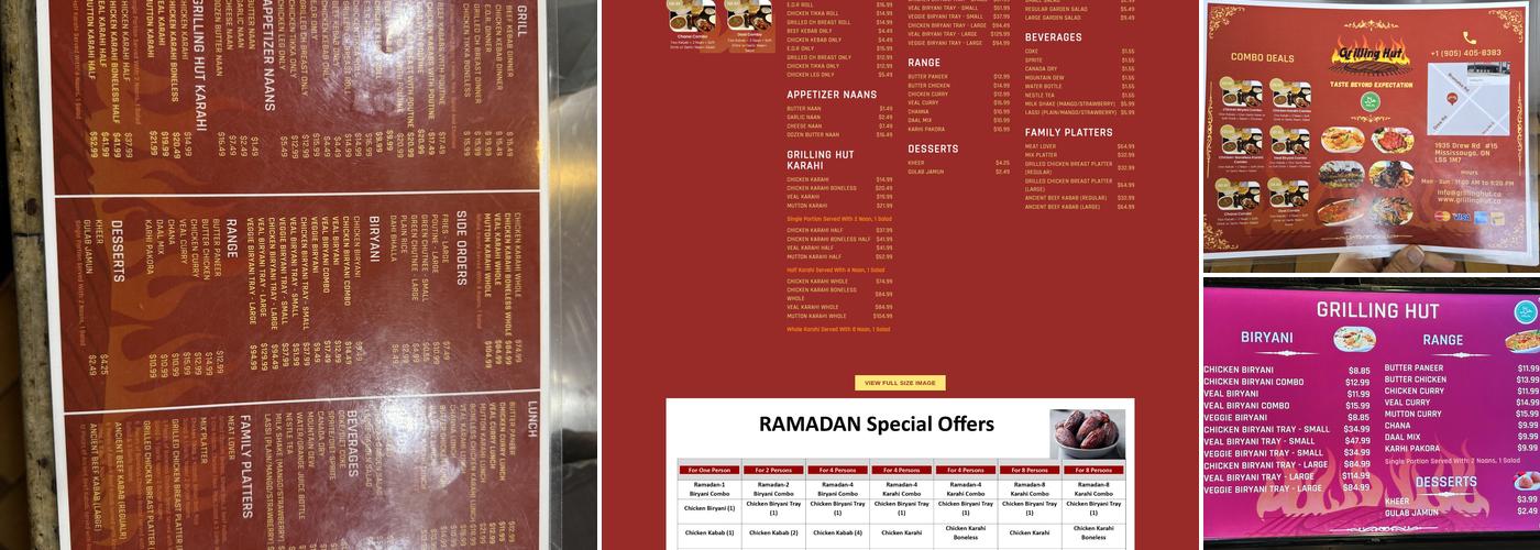Grilling Hut Menu