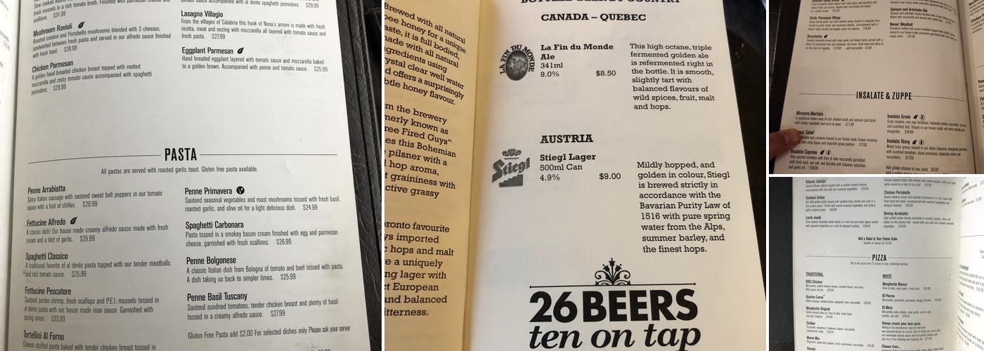 My Cousin Vinny's Menu