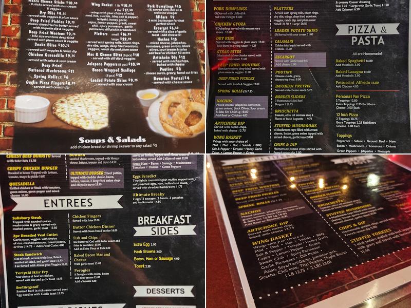 Border Crossing pub Menu