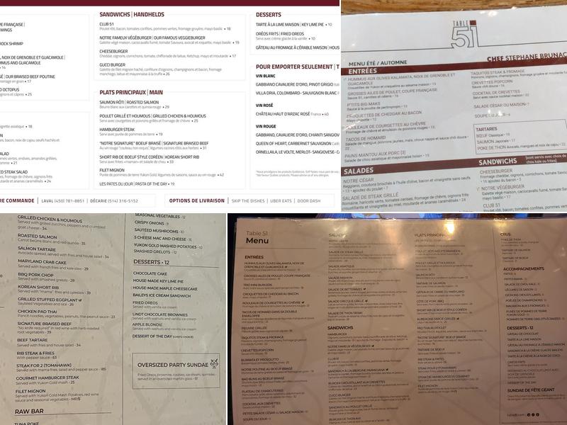 Table 51 Menu