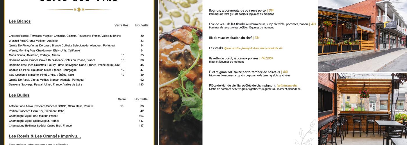 Restaurant L'Imprévu Menu