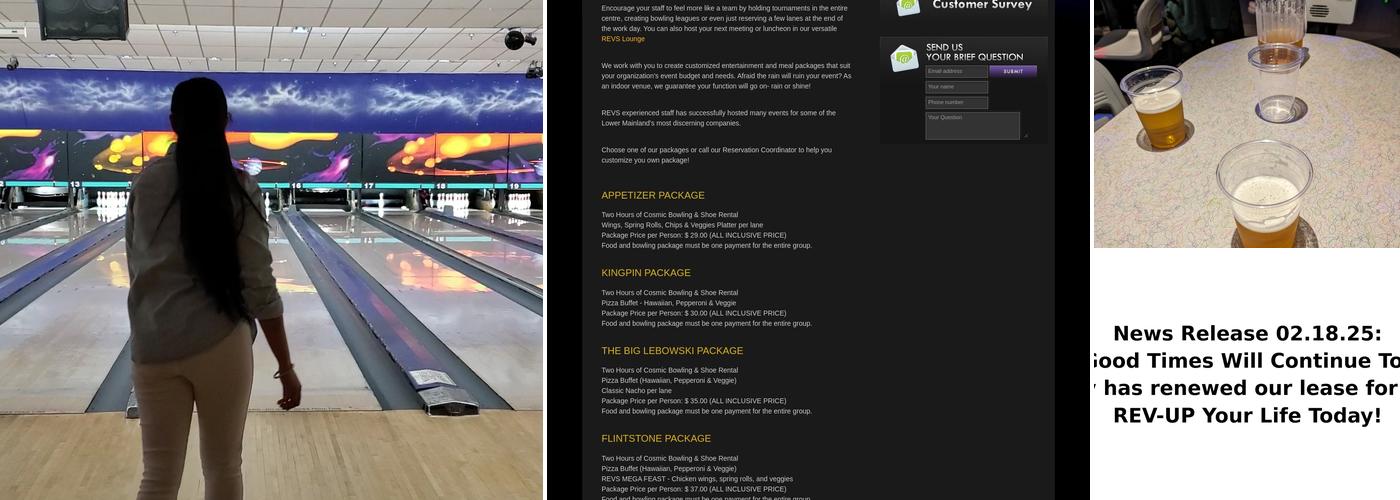REVS Bowling Menu