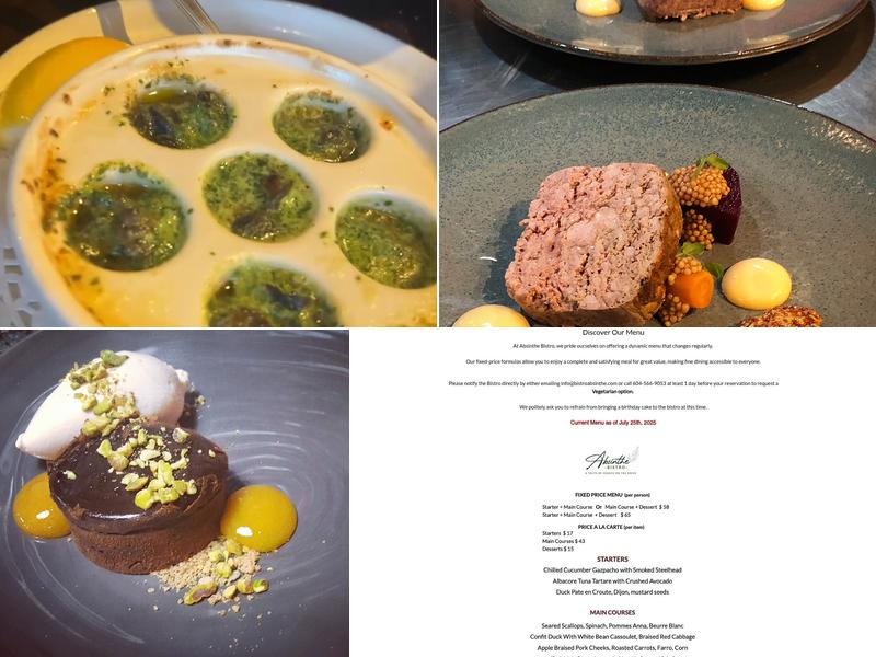 Absinthe Bistro Menu