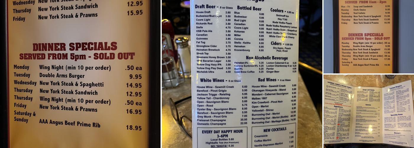 Arms Pub Menu