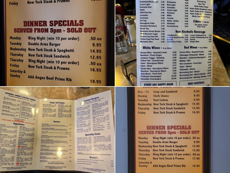 Arms Pub Menu