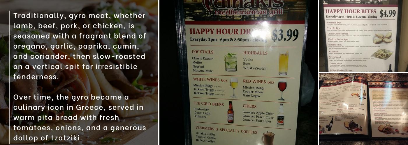 Dinakis Mediterranean Grill Menu