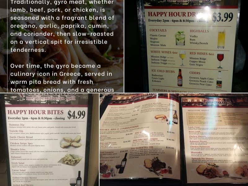 Dinakis Mediterranean Grill Menu