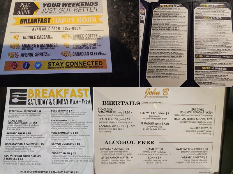 John B Pub Menu