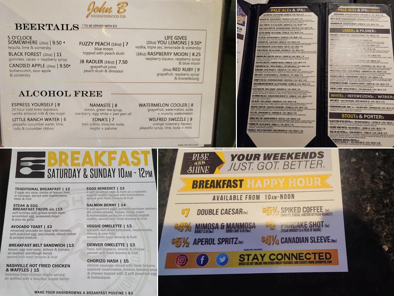 John B Pub Menu