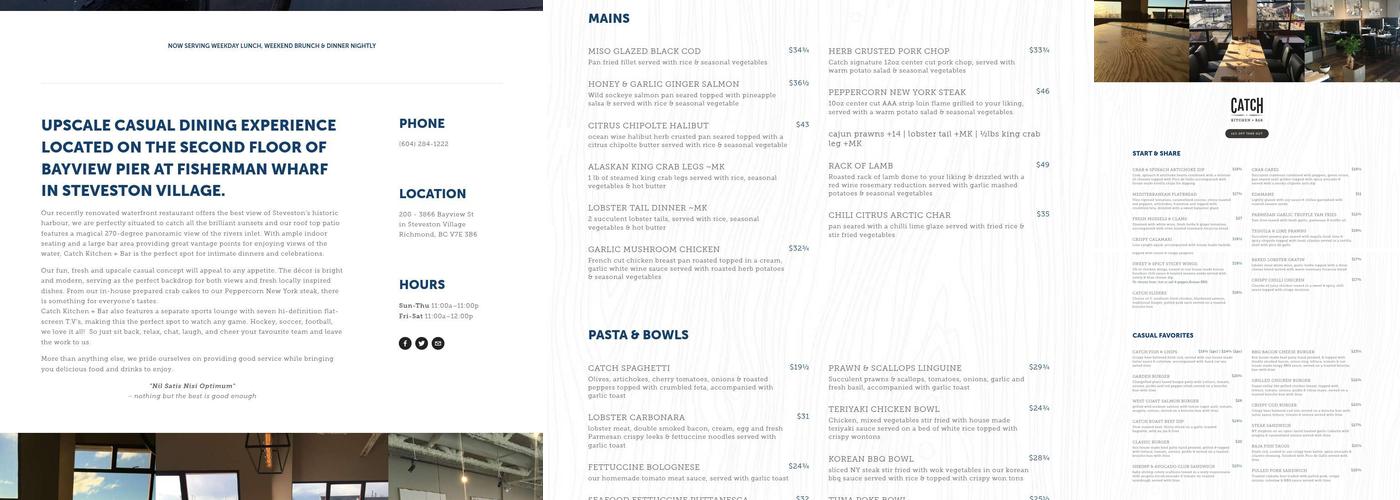 Catch Kitchen + Bar Menu