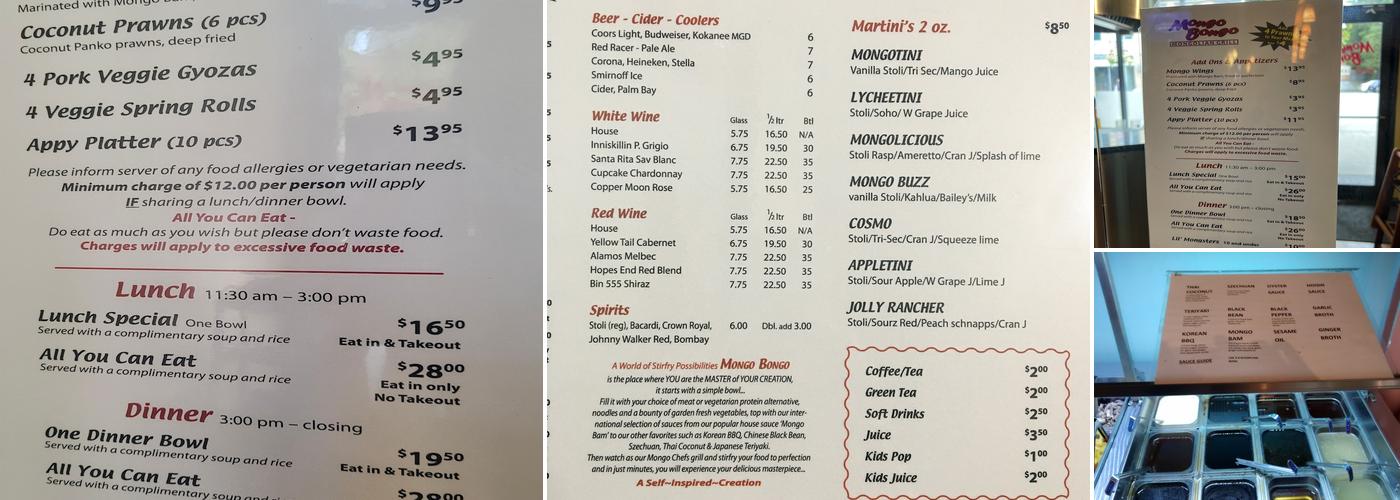 Mongo Bongo Mongolian Grill Menu