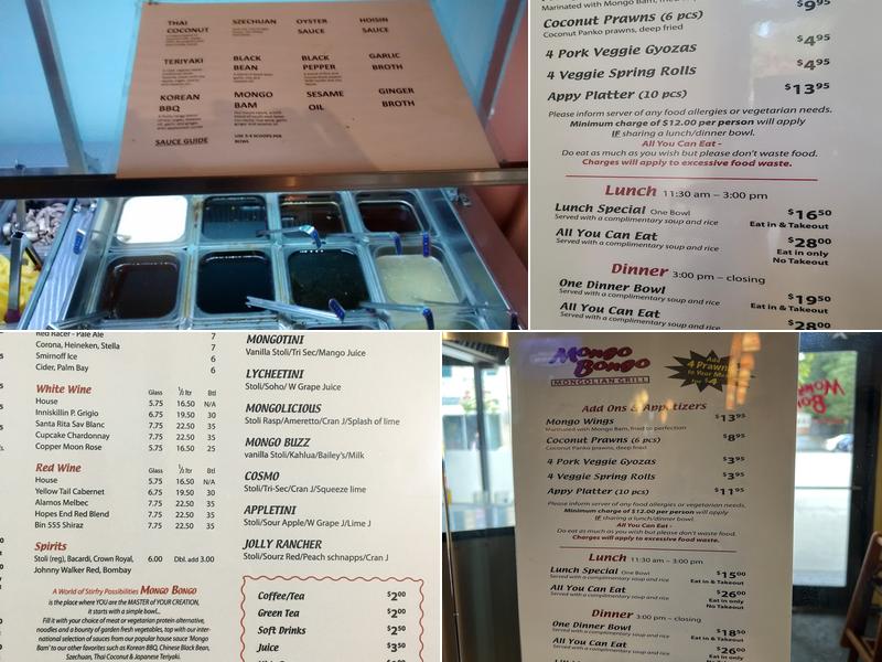 Mongo Bongo Mongolian Grill Menu