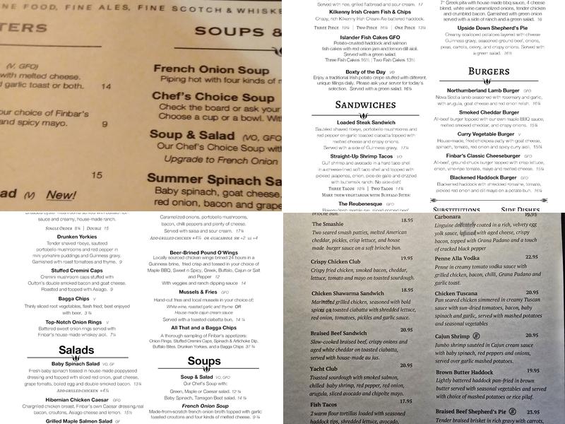 Treble Pub Menu