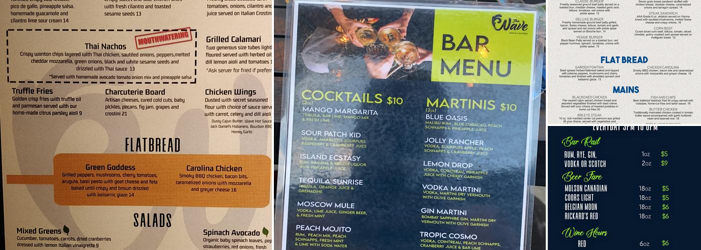 The Wave Bar and Grill Menu