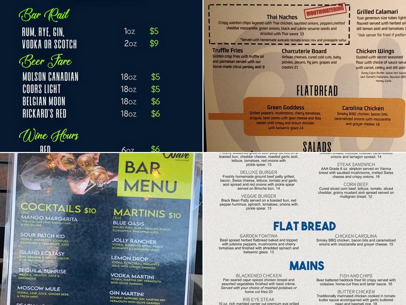 The Wave Bar and Grill Menu