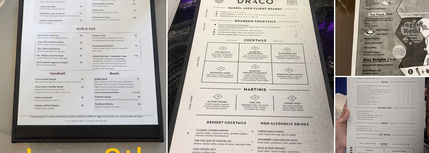 Draco Markham Menu