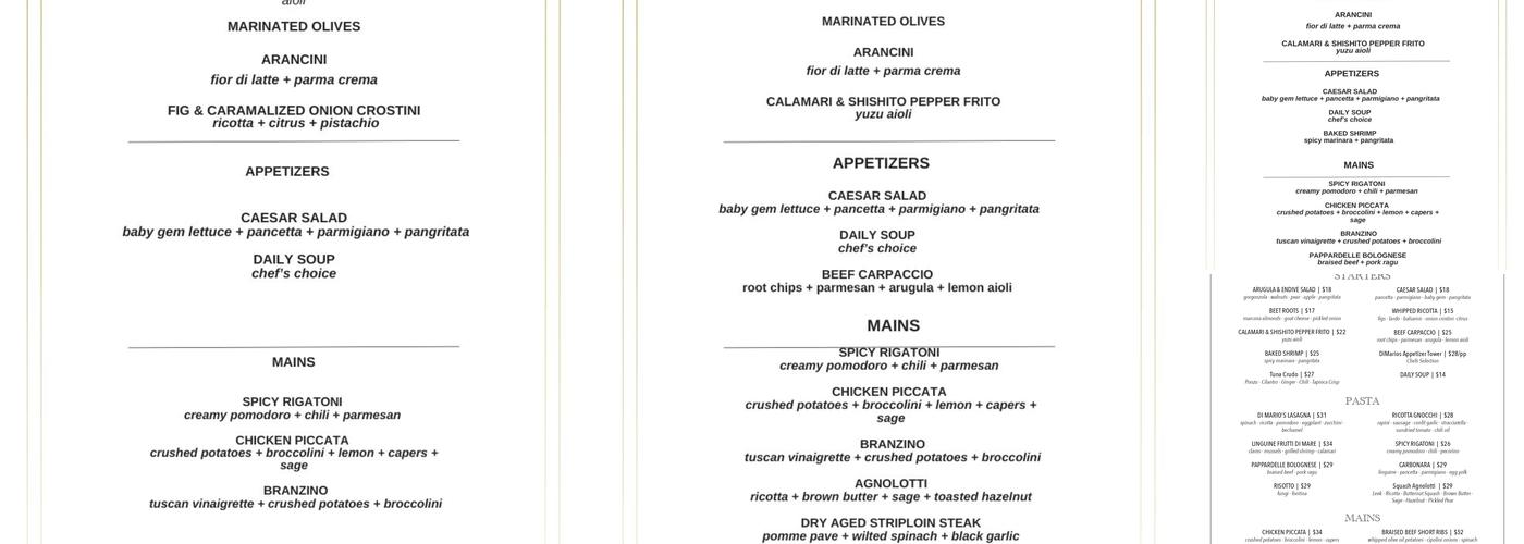 Di Mario’s Trattoria Menu