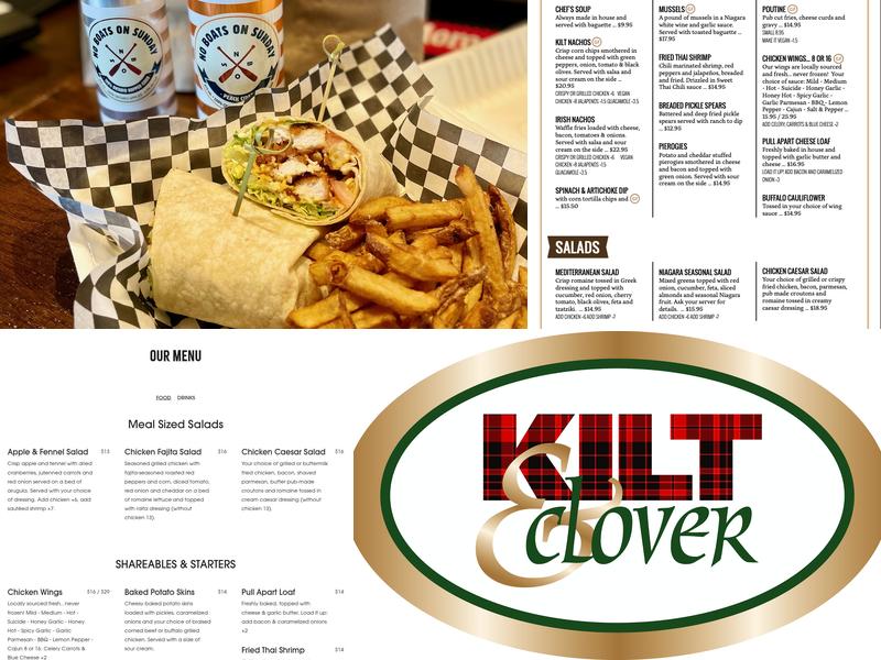 The Kilt and Clover Menu