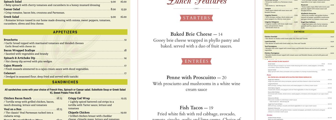 Romero's Restaurant Menu