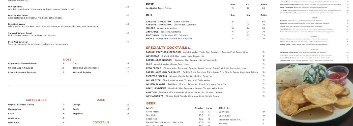 Wolfgang Puck Kitchen + Bar Menu