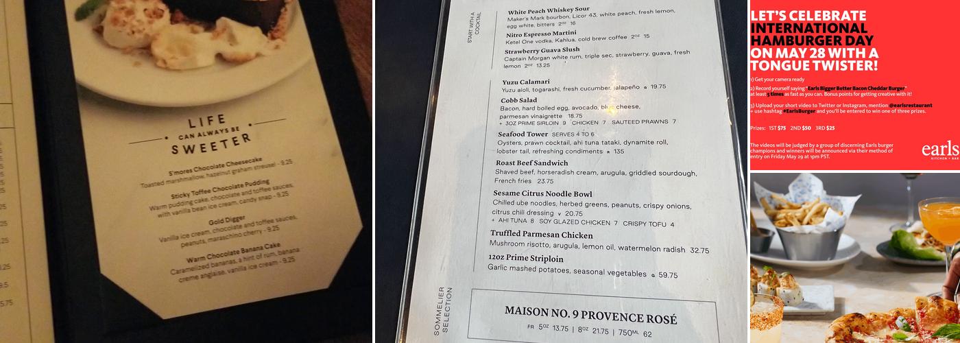 Earls Kitchen + Bar Menu