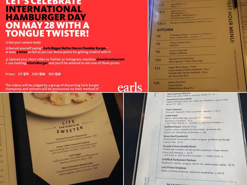 Earls Kitchen + Bar Menu