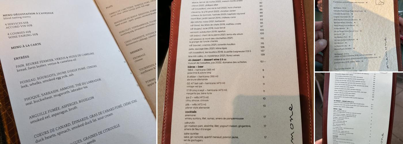 Anemone Menu