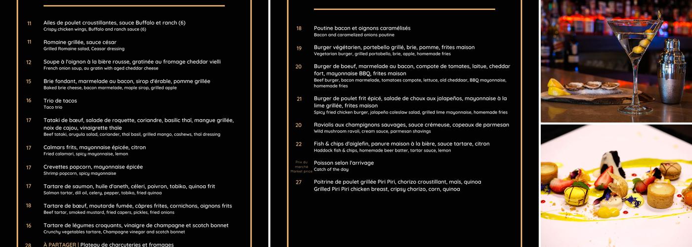 Bistro Martini Grill Menu